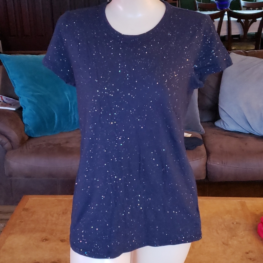 Gap Lightweight Cotton Bling T-Shirt in Navy